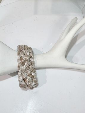 TRUE VINTAGE Braided Silver Mesh Bracelet. Heavy With Strong Magnet Closure.  👀